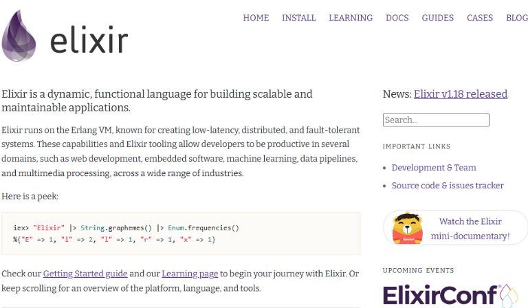 Web App Language: Elixir