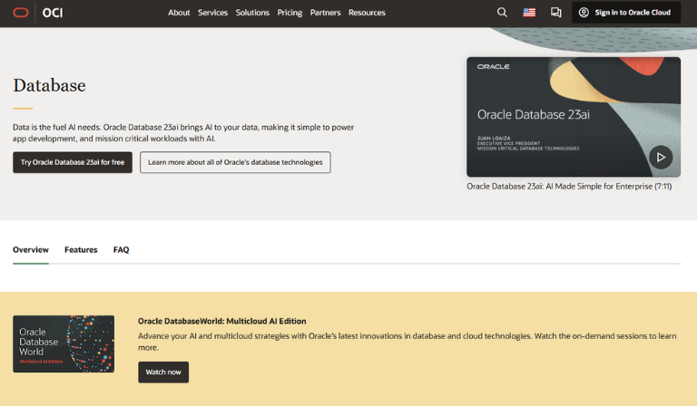 Website Database: Oracle Database