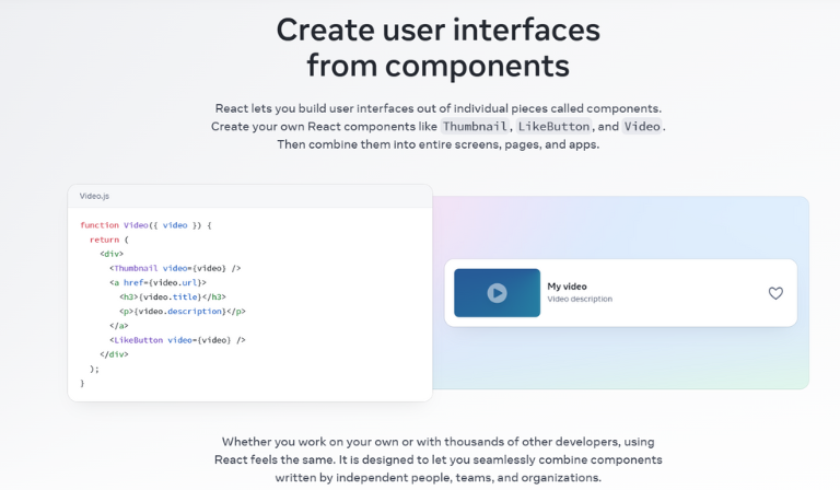 Web framework: React 