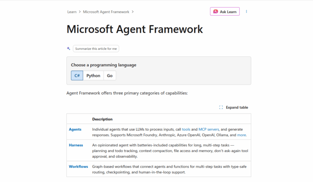 Microsoft Agent Framework