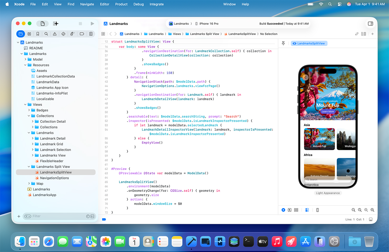 Xcodeを使ったプロジェクト作成画面・Storyboardでデザイン中の画面・iPhoneシミュレータ上で動作するアプリのスクリーンショット