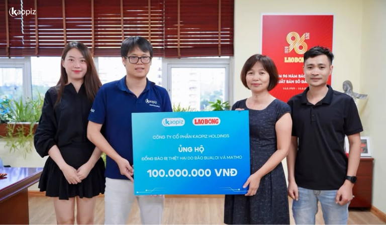 カオピーズは、台風ブアロイおよびマットモーによる被災地を支援するため、100,000,000ドン（約60万円）を寄付しました。 