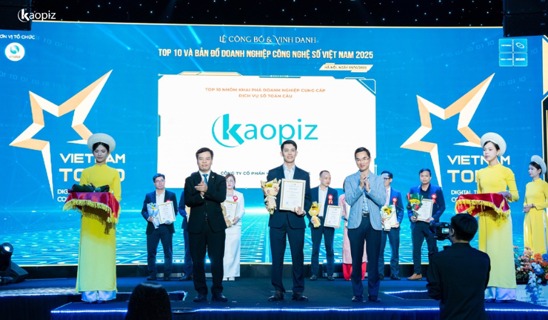 カオピーズは、「2025年ベトナムデジタルテクノロジー企業マップ」の授賞式で、グローバルデジタルサービス分野の3部門を受賞しました。